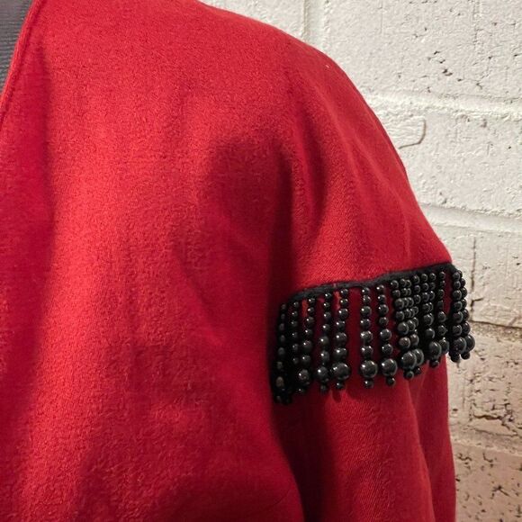 Vintage Mon-Liz Paris Red Beaded 80's Wool Jacket Small - Picture 4 of 10